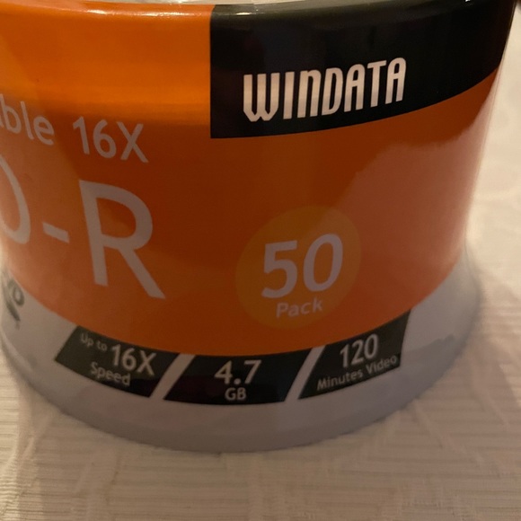 WINDATA DVD-R Recordable 16X Discs 50 Pack RW 4.7GB 120 minutes video NEW Sealed - Picture 3 of 4